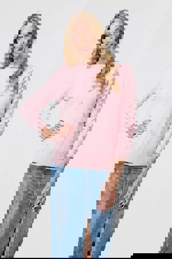 Light Pink | Floral Gemstone Embellished Jumper