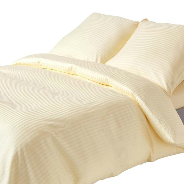 HOMESCAPES Silky 330 TC Egyptian Cotton Satin Stripe Duvet Cover Set, European Size