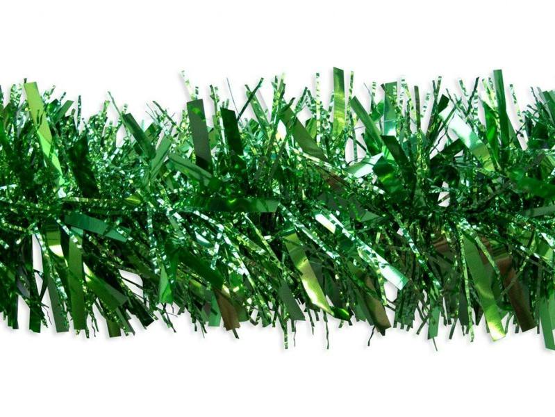 6ft Green Chunky Christmas Tinsel Garland Set for Tree, Home and Festive Decorating image 1