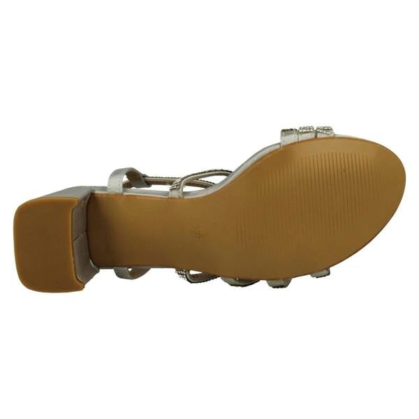 Spot On Ladies Spot On Diamante Strappy Block Heeled Sandals F12037