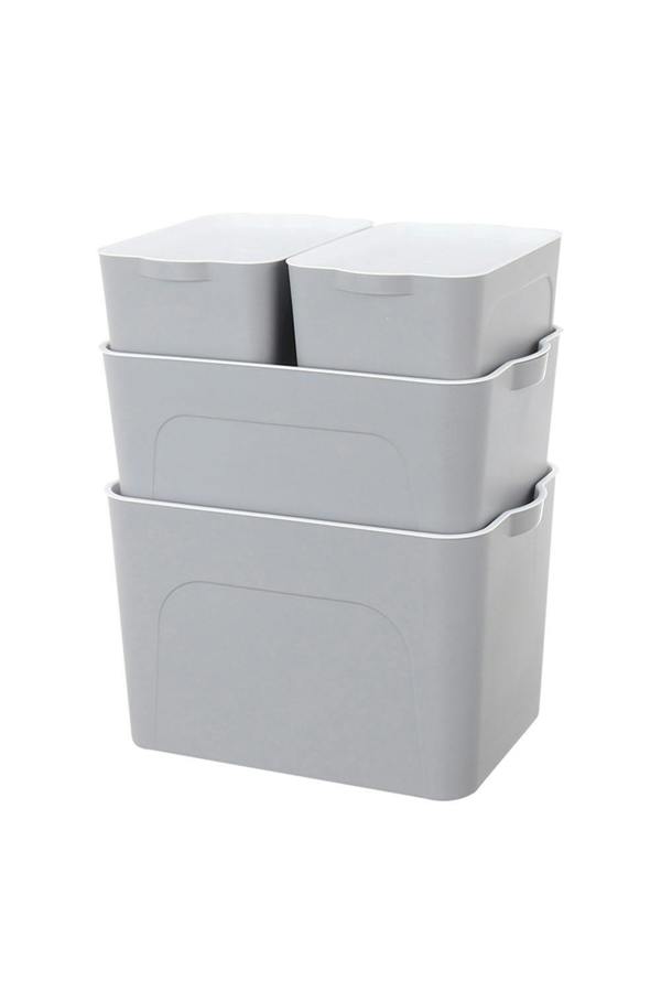 Living and Home 4pcs Plastic Storage Boxes Box With Lids Home Office Room Stackable Multipurpose