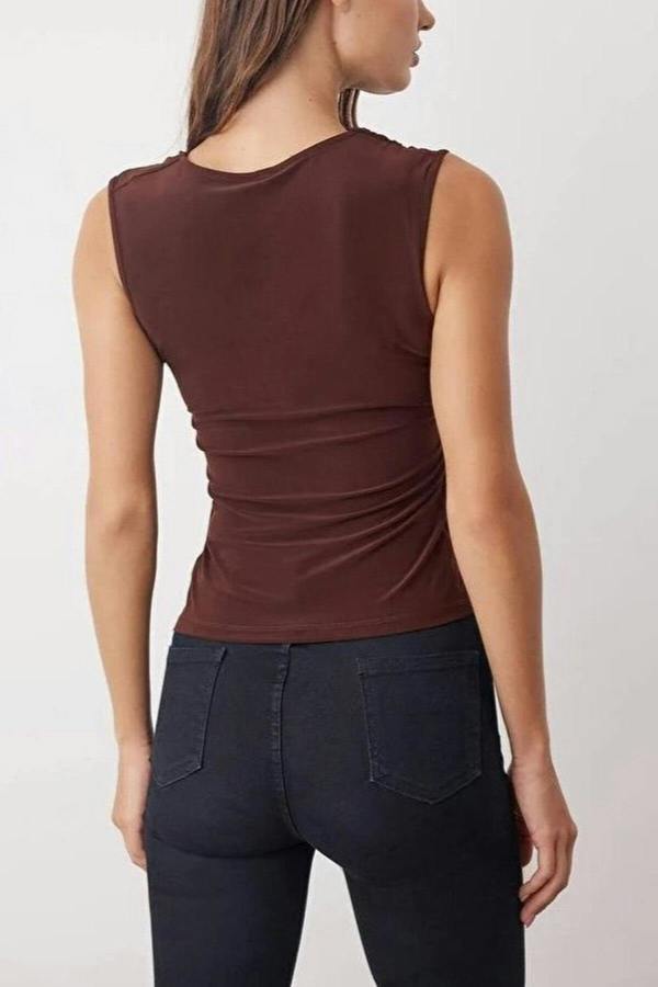 WOVCOR Cowl Neck Knit Blouse with Drape Detail