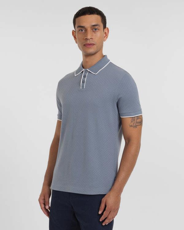 Steel & Jelly Beam - Diamond Textured Jacquard Polo Shirt