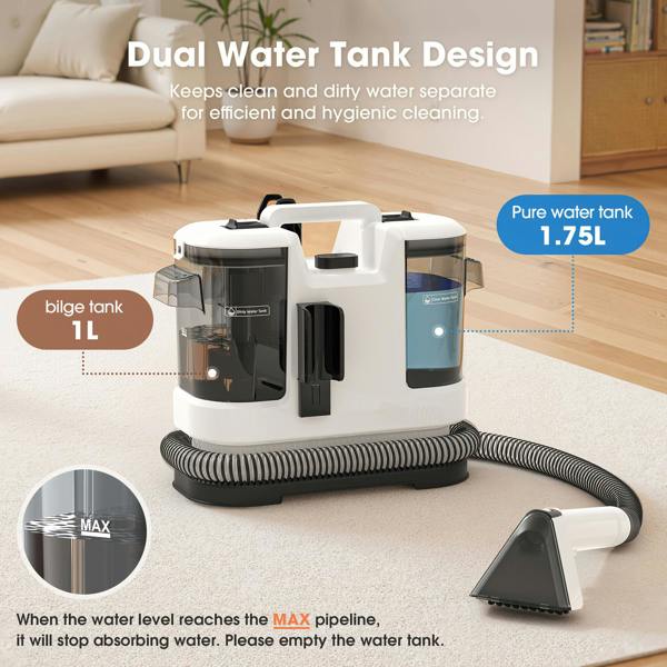 Dragodirect Portable Spot Cleaner 15000Pa with Clean & Waste Water Tanks