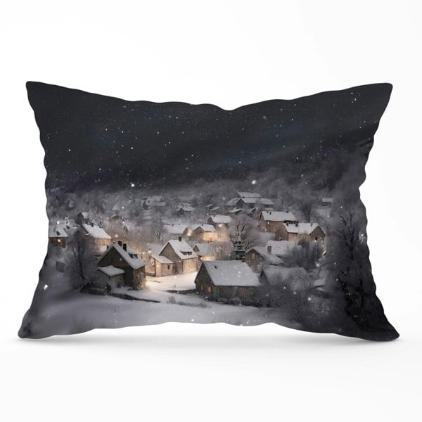 Warren Reed Snowfall Over A Quiet Village Cushions