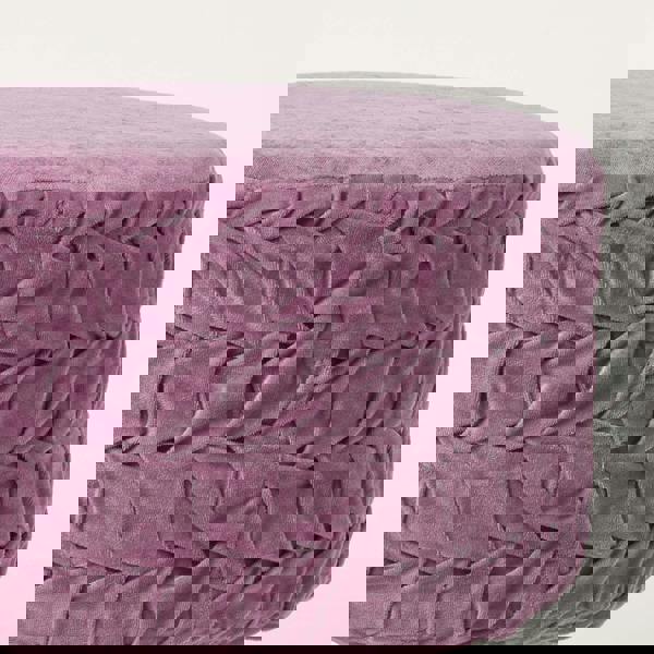 HOMESCAPES Lyla Pleated Velvet Footstool, 40 cm Tall