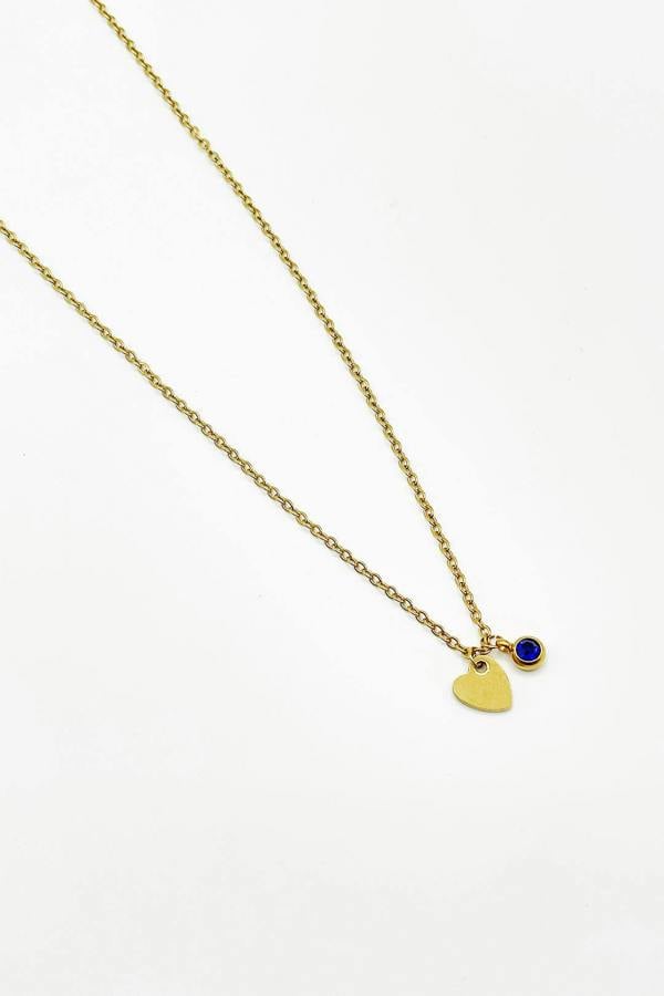 SVNX Mini Heart & September Birthstone Necklace in Gold - Gift Boxed