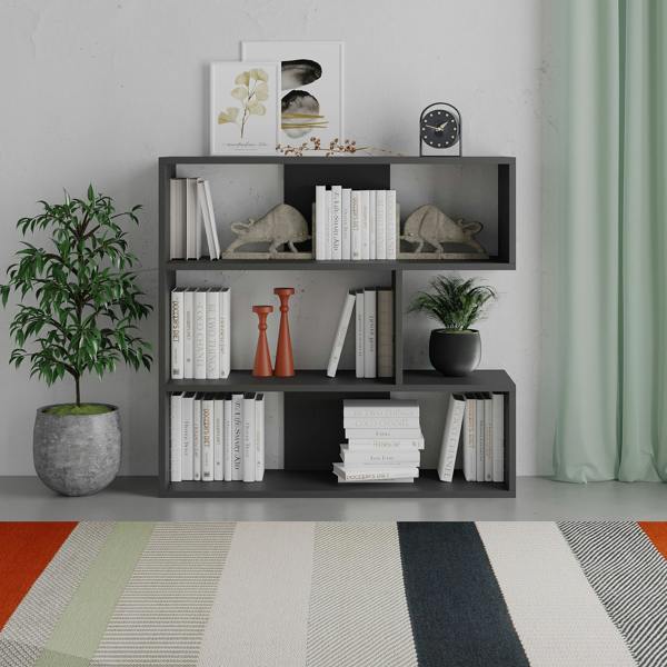 Decortie Molly Modern Corner Bookcase 3 Tier Room Divider Storage Unit Freestanding Melamine Finish 89cm