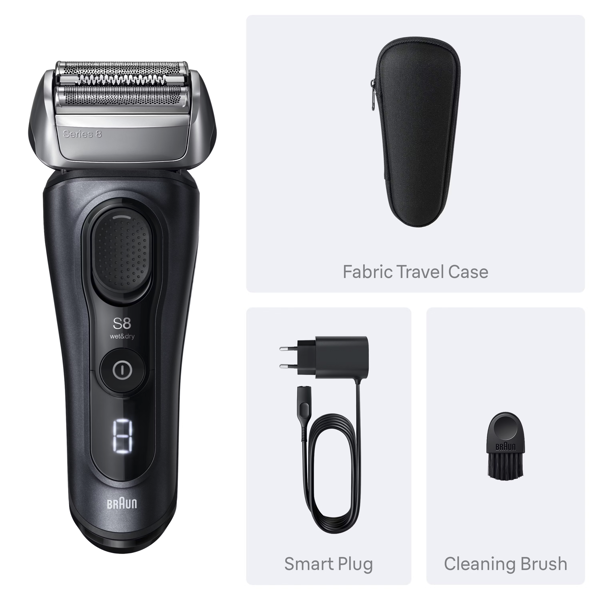 Braun Series 8 8603S Electric Shaver, SensoAdapt, 60 min - Grey