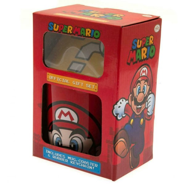 Super Mario Mario Mug and Coaster Set (Pack of 3) - Red/Yellow/Green