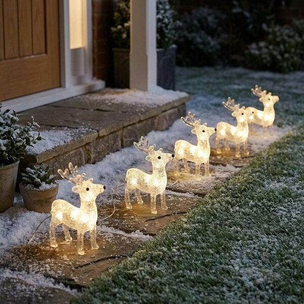 Garden Greatness Set of Four Lit Acrylic Reindeer Lights