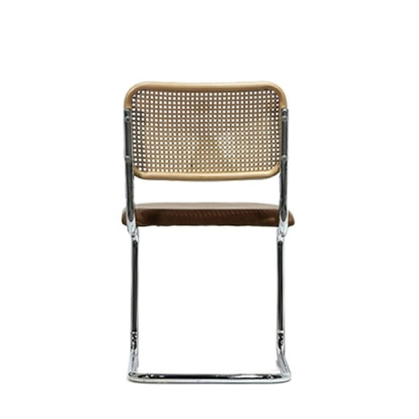Furniture One Dining Chairs Set of 2, PU Upholstered Dining Room Kitchen Armchair with Cane Back and Metal Frame for Living Room, Bedroom