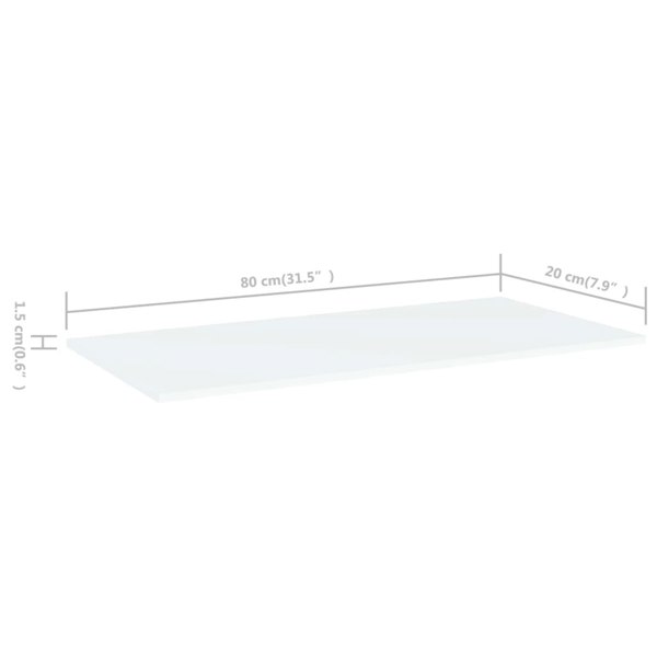 Berkfield Bookshelf Boards 4 pcs White 80x20x1.5 cm Engineered Wood