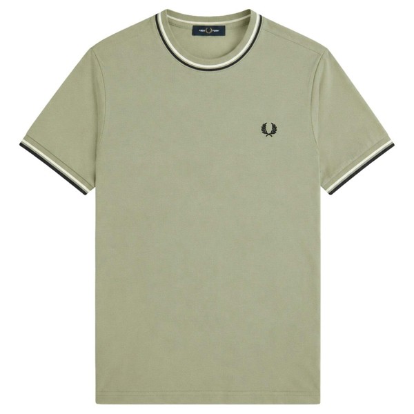 Fred Perry Twin Tipped T-Shirt - Seagrass/Ecru/Dark Airforce