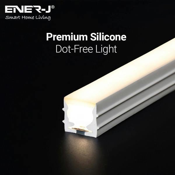 ENER-J 30 Meters 24V Silicon Neon Strip, Size: 10x10mm, IP65. Includes 30pcs Clips & 5 connector cable, Natural White