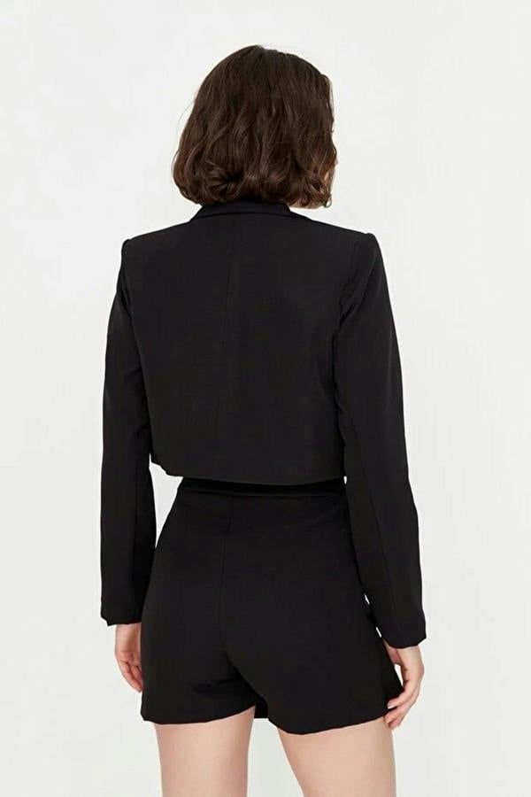 WOVCOR Double-Breasted Woven Short Skirt
