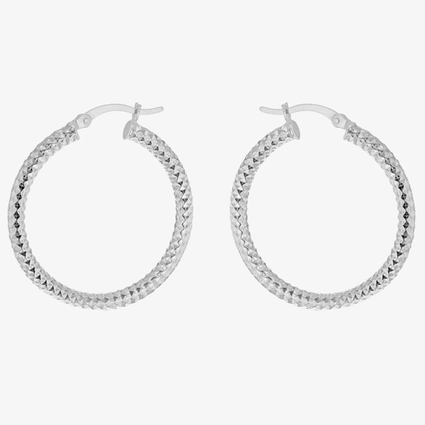 T. H. Baker Sterling Silver 30mm Diamond-Cut Hoop Earrings 8.51.2389
