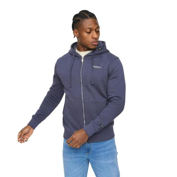 Crosshatch Mens Allmoor Thru Full Zip Hoodie - Navy - 