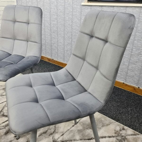 Kosy Koala Dining Chairs Set of 2 Grey Velvet Kitchen Chairs