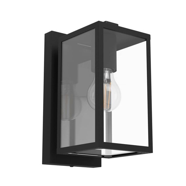 EGLO Budrone Modern Black Steel And Clear Glass Outdoor Wall Light
