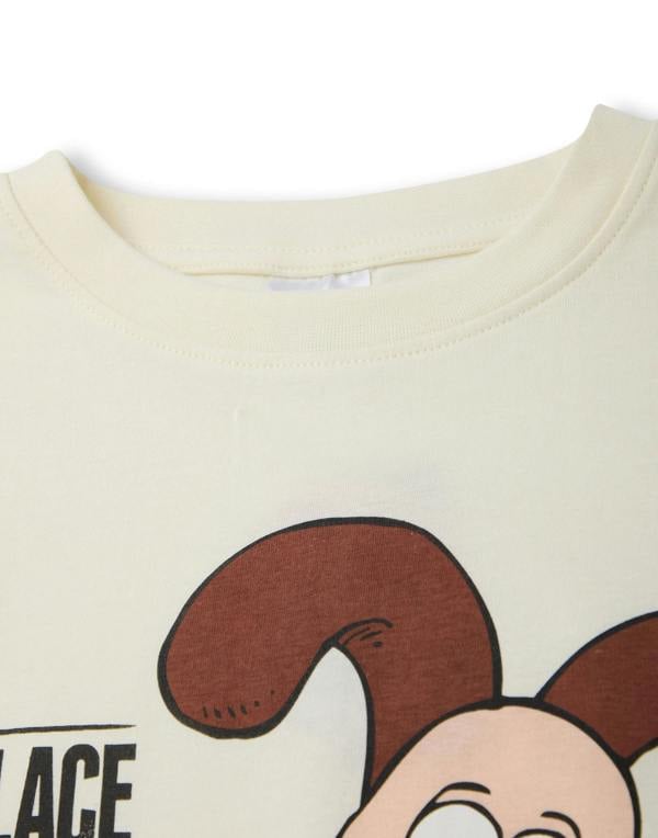 Wallace And Gromit Womens Off-White Tea Time Short Sleeve Long Leg Pyjama Set