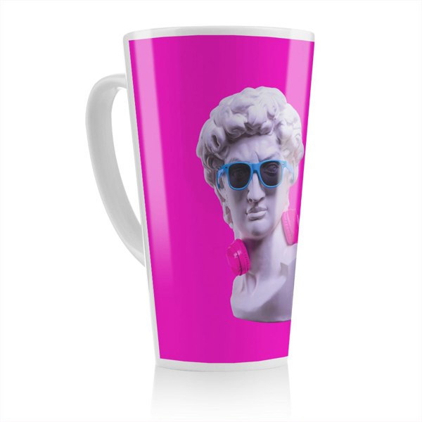 Benjamin Tate Design Plaster statue of David's head in blue sunglasses Designer Latte Mug