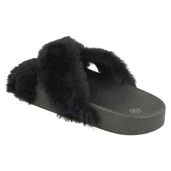 Spot On Ladies Spot On X Strap Fur Mules