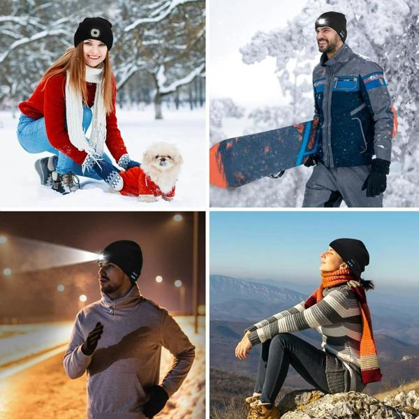 Dyzi Bluetooth Beanie Rechargeable Torch Black Men's Stylish Headphones Hat