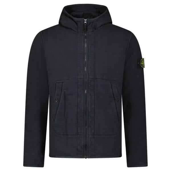 Stone Island Brushed Organic Cotton Zip Hoodie Black - chancefashionco