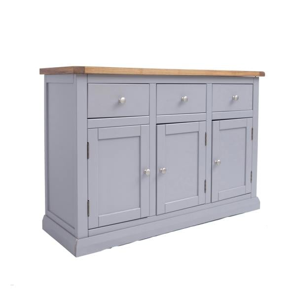 Cabinet Bits Rocca Grey 3 Drawer 3 Door Sideboard Chrome Knob