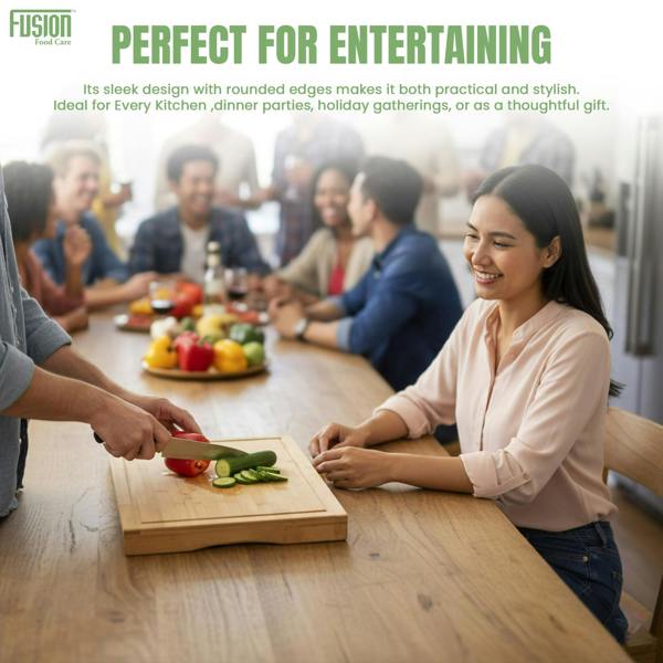 Fusion Food Care Fusion Food Bamboo Chopping Board - 54x28cm Large Cutting Board for Kitchen Food Grade Board for Cutting Meat & Vegetable