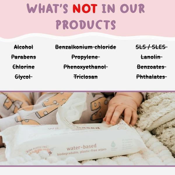 Kinder by Nature Water-Based Baby Wipes - 56 wipes x 12 packs
