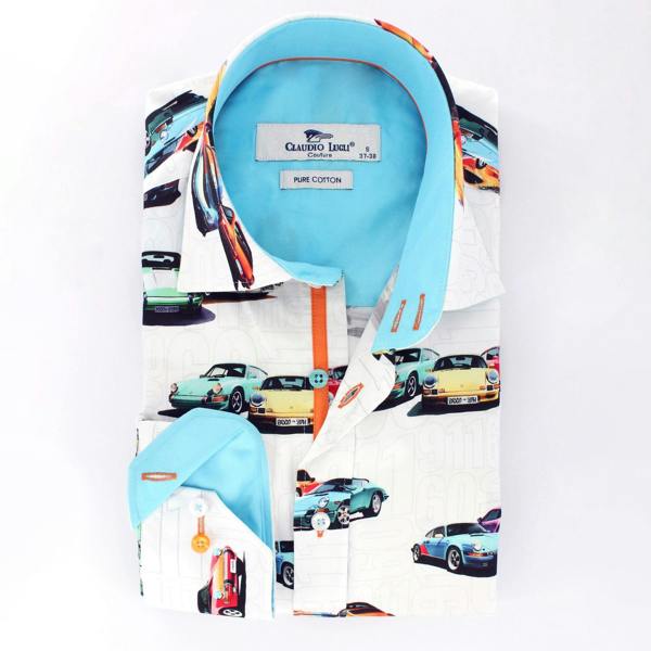 CLASSIC SPORTS CAR PRINT SHIRT – Premium Men's Patterned Shirt by Claudio Lugli | Bold Design, Tailored Fit, Best Printed Shirts