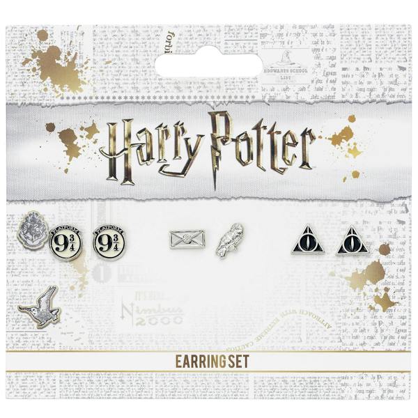 Harry Potter Stud Earring Set  Platform 9 3/4, Hedwig & Letter, Deathly Hallows