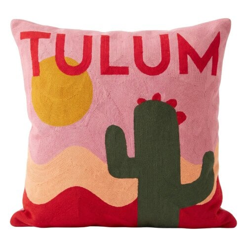 Tulum Needlepoint Cushion – Handmade Travel Pillow