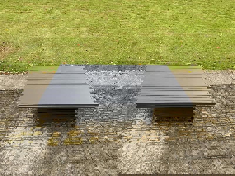 Fimous 6 Seater Aluminium Garden Furniture Set with Adjustable Rising Dining Table and 6 Chairs - Dark Grey