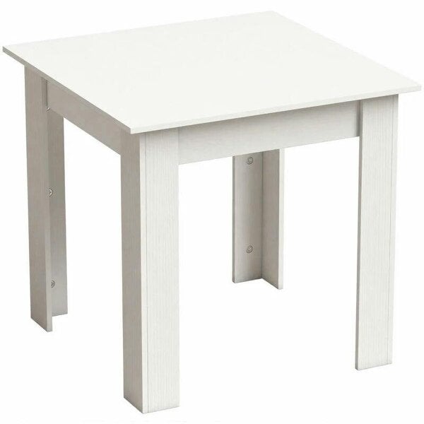 Square Dining Table, Modern Small Dining Table with Wood Effect, Space Saving, Non-slip Foot Pads, White