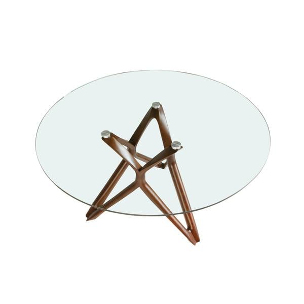 Angel Cerdá Round tempered glass and walnut dining table 1108