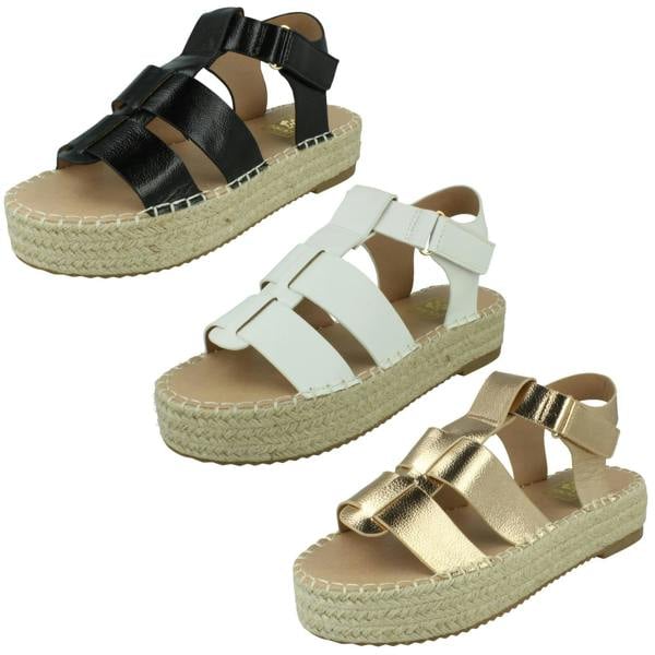 Down to Earth Ladies Down to Earth Gladiator Platform Espadrille with Ankle Strap F12084