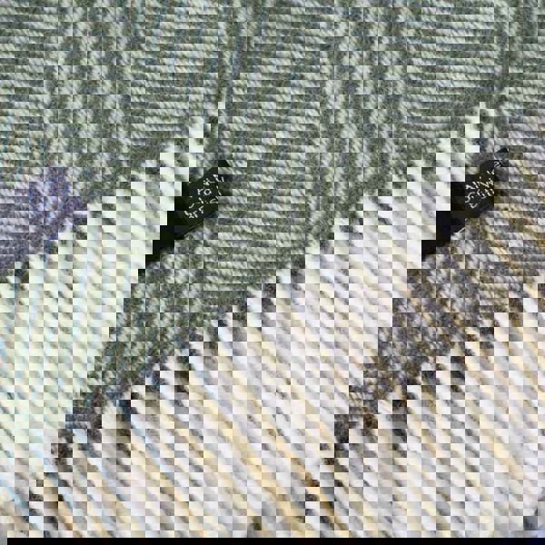 Evening Tales - Pure New Wool Blanket - Traditional Herringbone - Avocado - Heating & Plumbing London - Throw