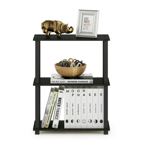 WALPLUS Turn-S-Tube 3-Tier Compact Multipurpose Shelf Display Rack with Square Tube, Espresso/Black perfect for organized storage and display