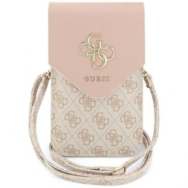 Guess PU Leather Grained 4G Metal Logo Universal Phone Bag Pink - GUWBPG4L4CNP