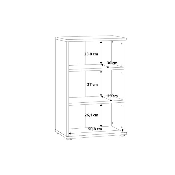 Wyld Haus Bucharest Low Narrow 2 Shelf in Vintage Oak Wooden Bookcase