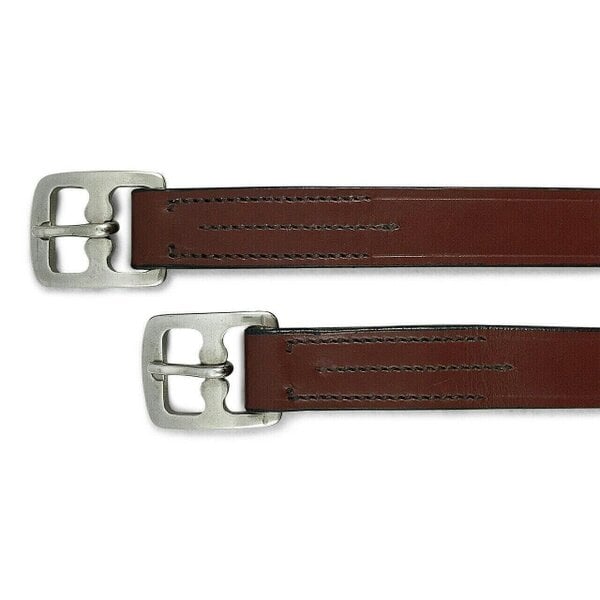 eQuitack Leather Horse Riding Stirrup Leathers With Silver Buckles Brown