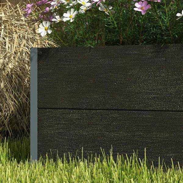 Black rectangular planter box front panel with textured surface