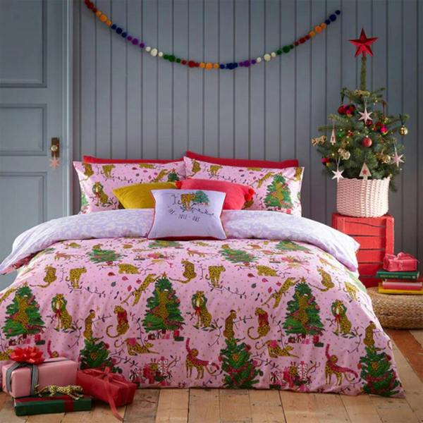 Furn Purrfect Christmas Duvet Cover Set - Pink/Lilac