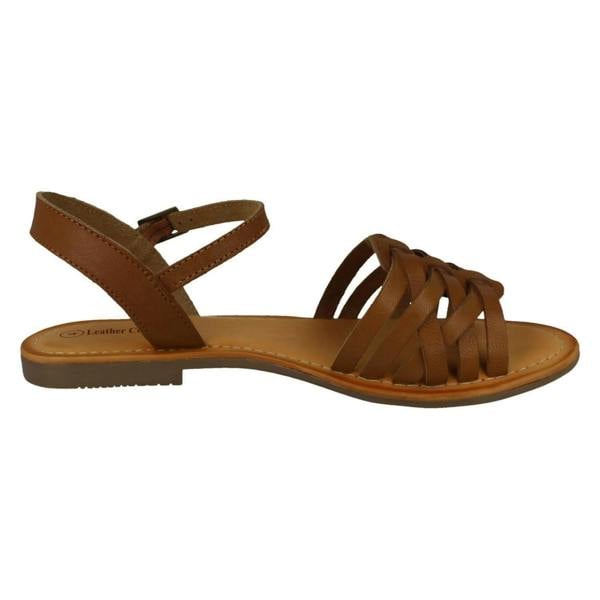 Leather Collection Ladies Leather Collection Flat Strappy Sandals F00200