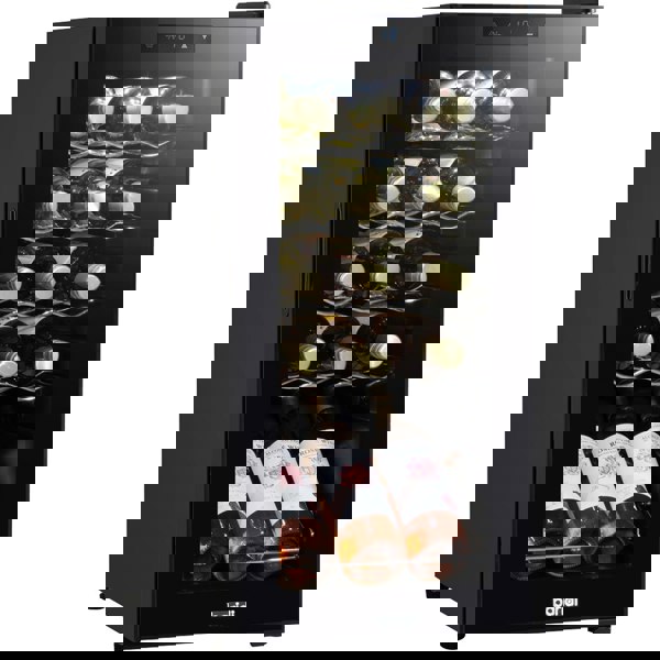 15 Bottle Dual Zone Freestanding Wine Cooler Fridge - LED Backlit BLACK & GLASS