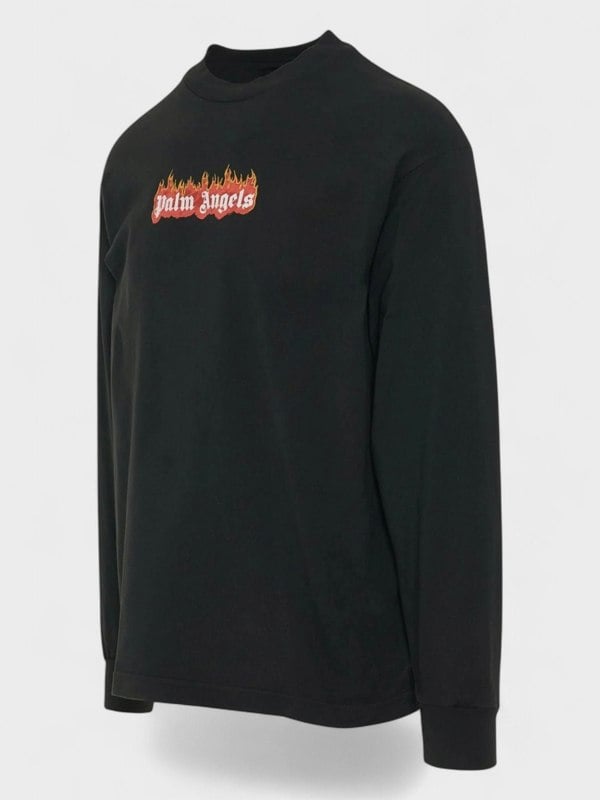 Palm Angels Burning Logo Classic Tee Long Sleeve - Supplied FashionPalm Angels