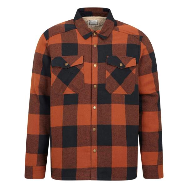 Mountain Warehouse Mens Pinn Flannel Borg Lined Shirt - Burnt Orange - 
